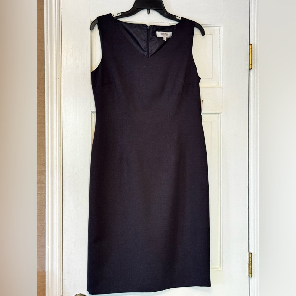 Kasper Black Sleeveless V-Neck Midi Sheath Dress‎